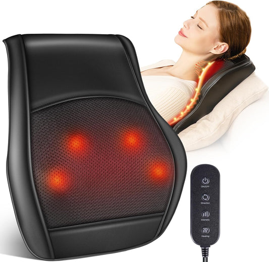 Phenitech Shiatsu Back and Neck Massager With Soothing Heat, Back Massager, Kneading Massager Pillow for Neck Shoulder Back