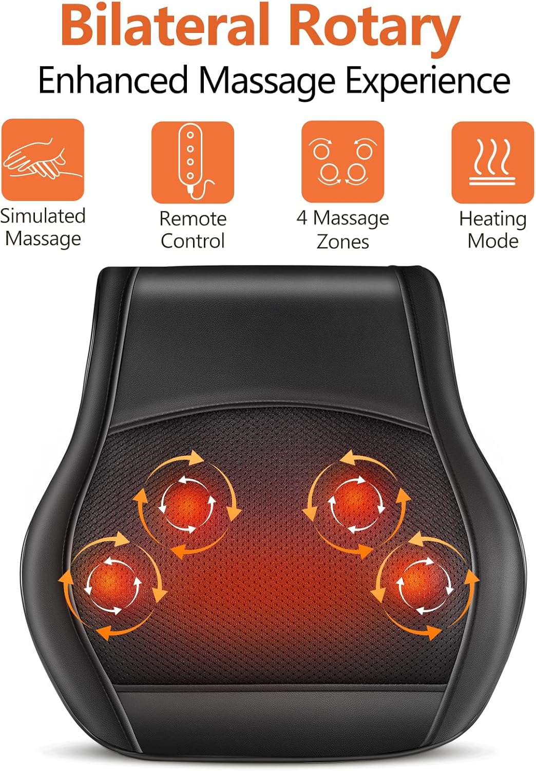 Phenitech Shiatsu Back and Neck Massager With Soothing Heat, Back Massager, Kneading Massager Pillow for Neck Shoulder Back