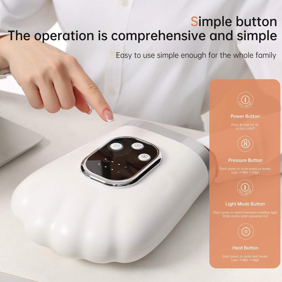 Intelligent USB Hand Massager Rechargeable Portable air Compression Hot Compress Professional 720 ° Package Vibration