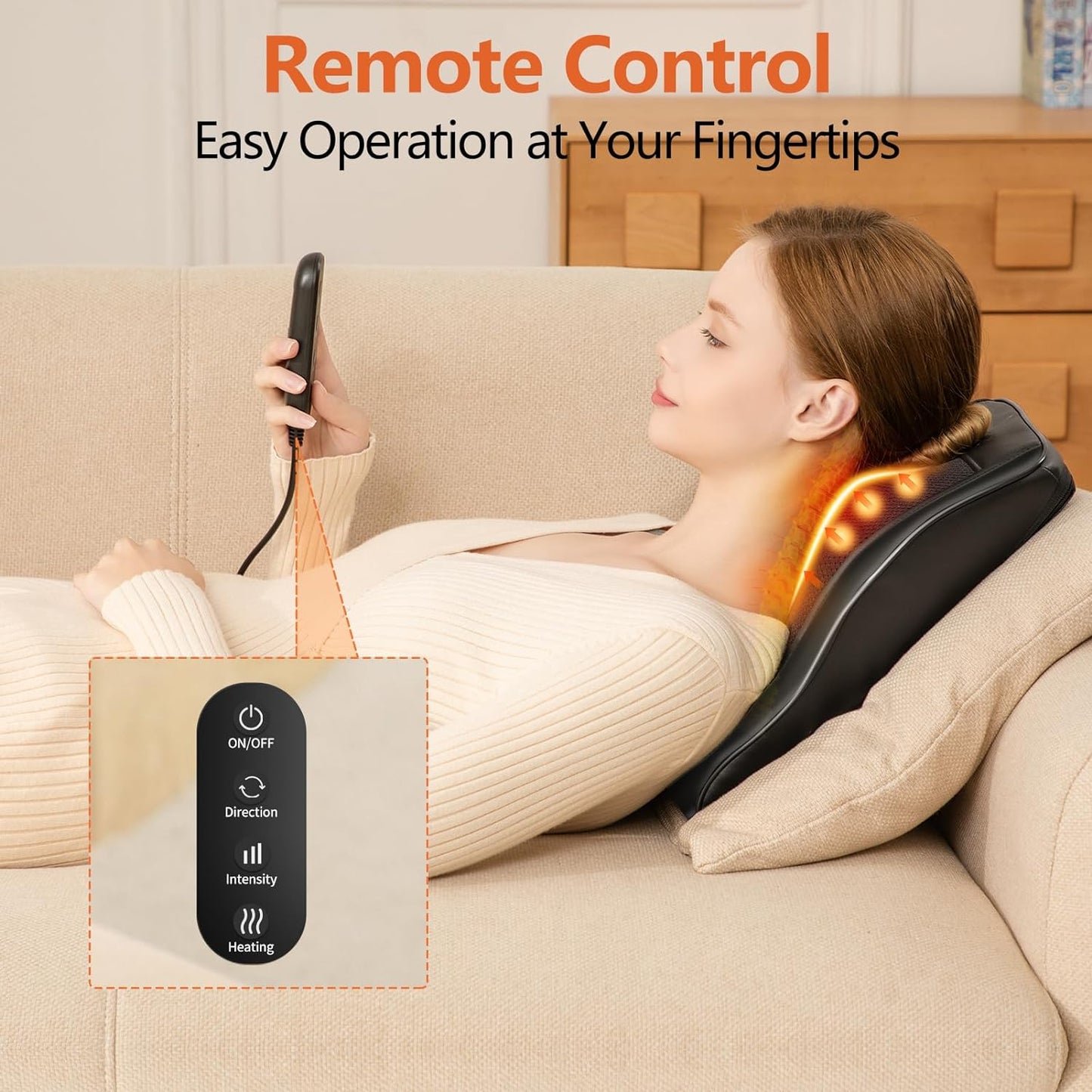 Phenitech Shiatsu Back and Neck Massager With Soothing Heat, Back Massager, Kneading Massager Pillow for Neck Shoulder Back