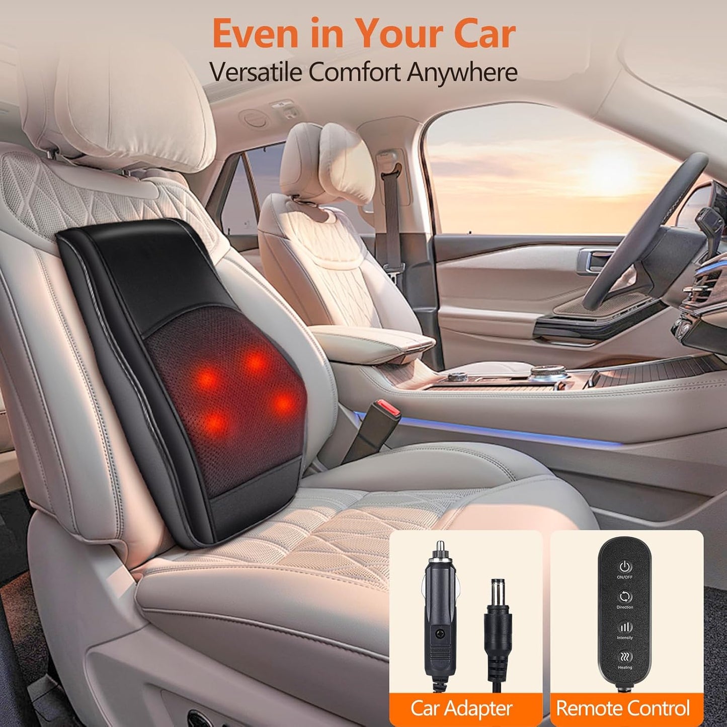 Phenitech Shiatsu Back and Neck Massager With Soothing Heat, Back Massager, Kneading Massager Pillow for Neck Shoulder Back