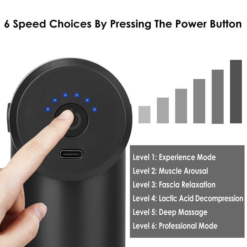 Portable Muscle Treatment Massage Gun Mini Percussion Hand Held Massager for Athletes Deep Tissue with 6 Speeds Vibration